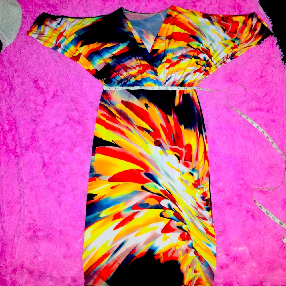 Cute faux wrap v cut dress